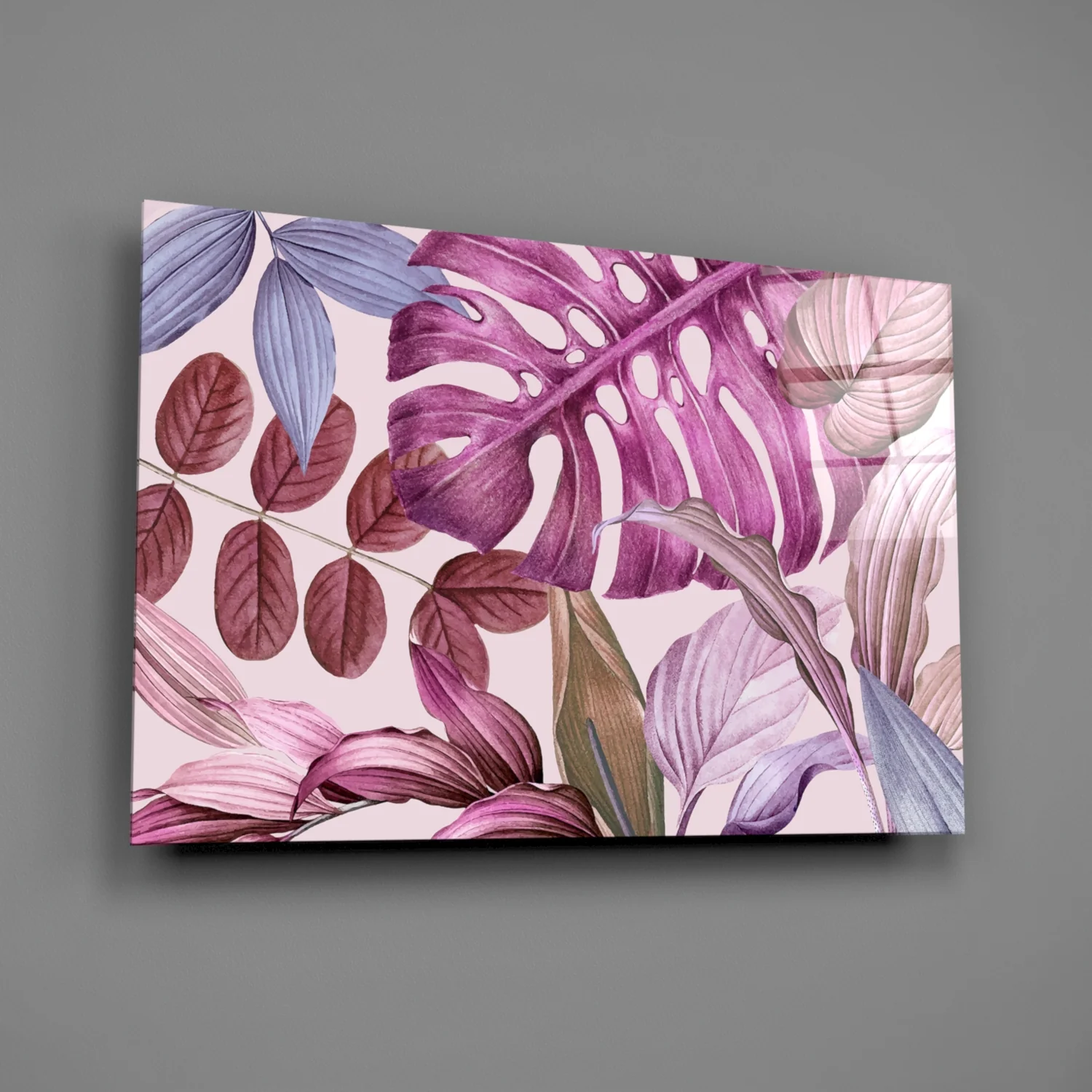 Tropical Leaves Glass Wall Art - Image 2