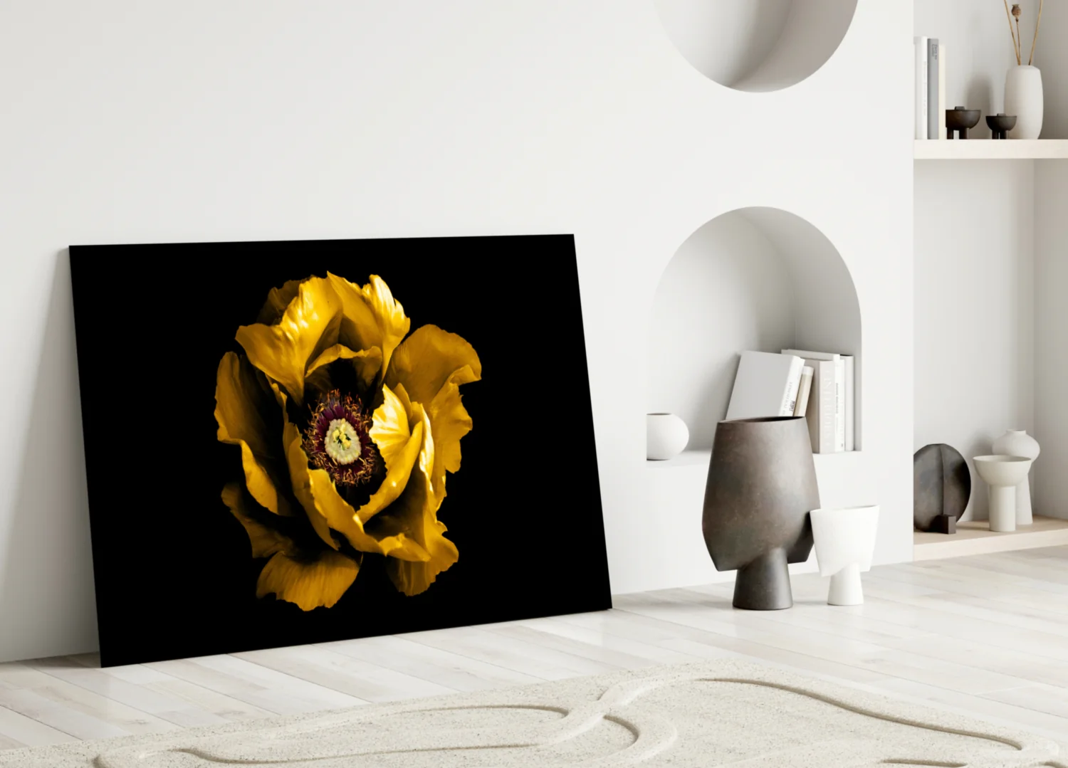 Yellow Flower Glass Wall Art - Image 3