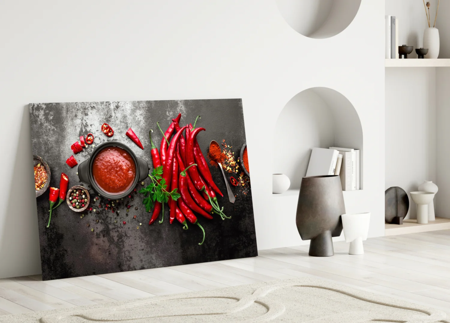 Red Peppers Glass Wall Art - Image 3