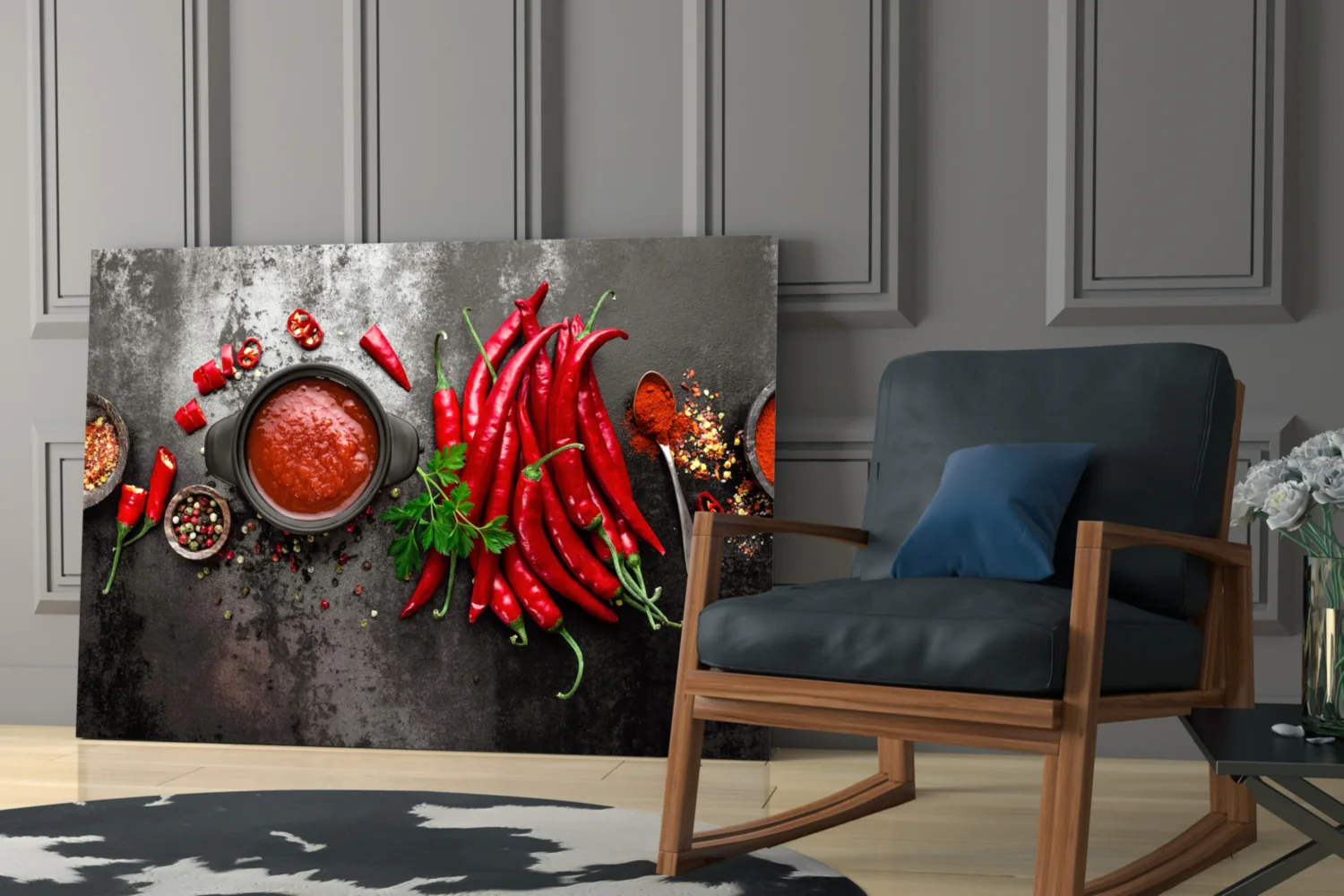 Red Peppers Glass Wall Art - Image 6