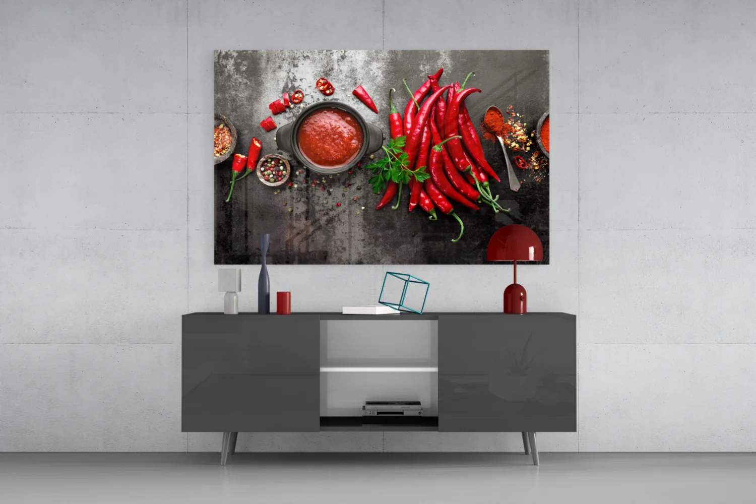 Red Peppers Glass Wall Art - Image 8