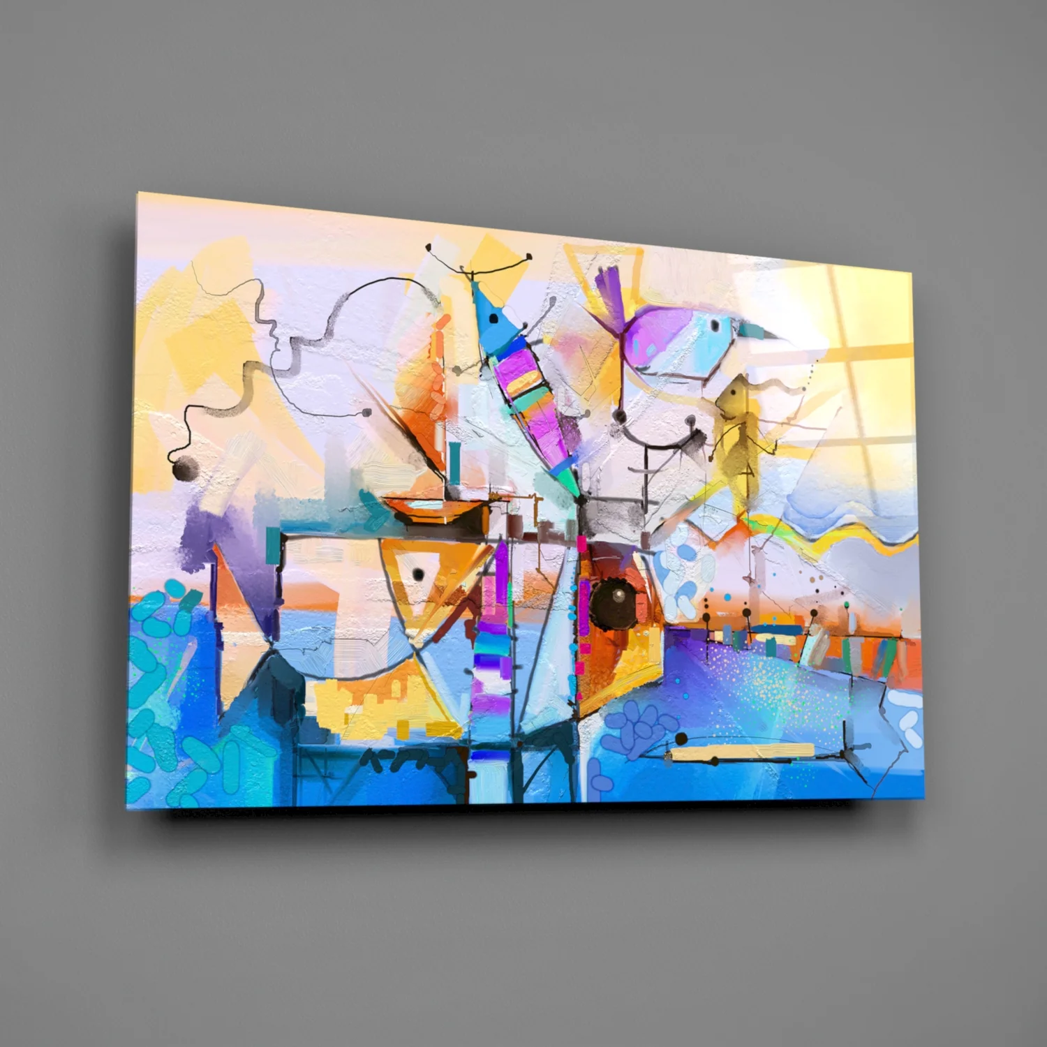 Abstract Colors Glass Wall Art - Image 2