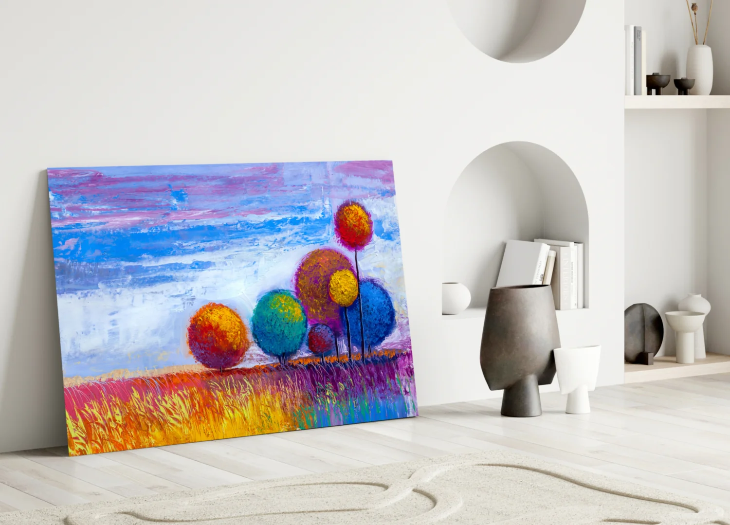 Colorful Trees Glass Wall Art - Image 3