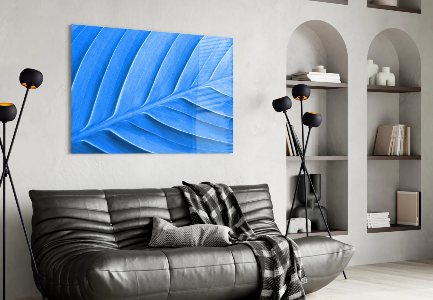 Blue Leaf Glass Wall Art - Image 4
