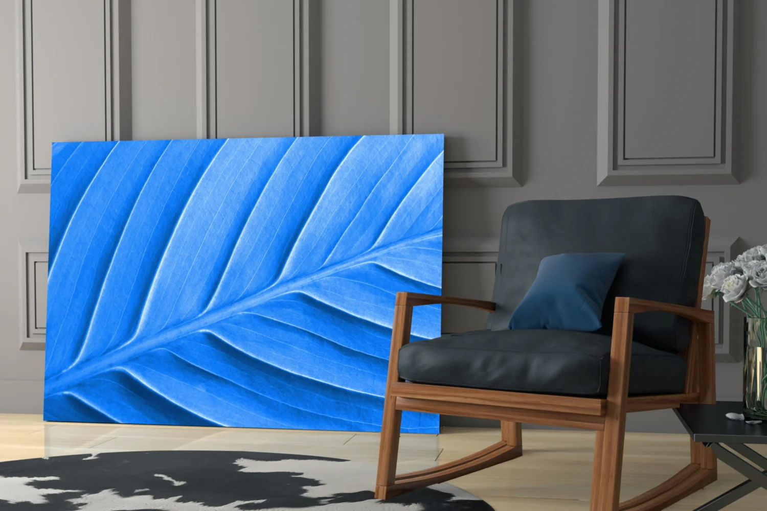 Blue Leaf Glass Wall Art - Image 6