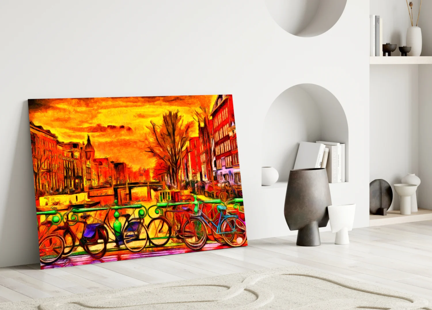 Bicycle and City Glass Wall Art - Image 3