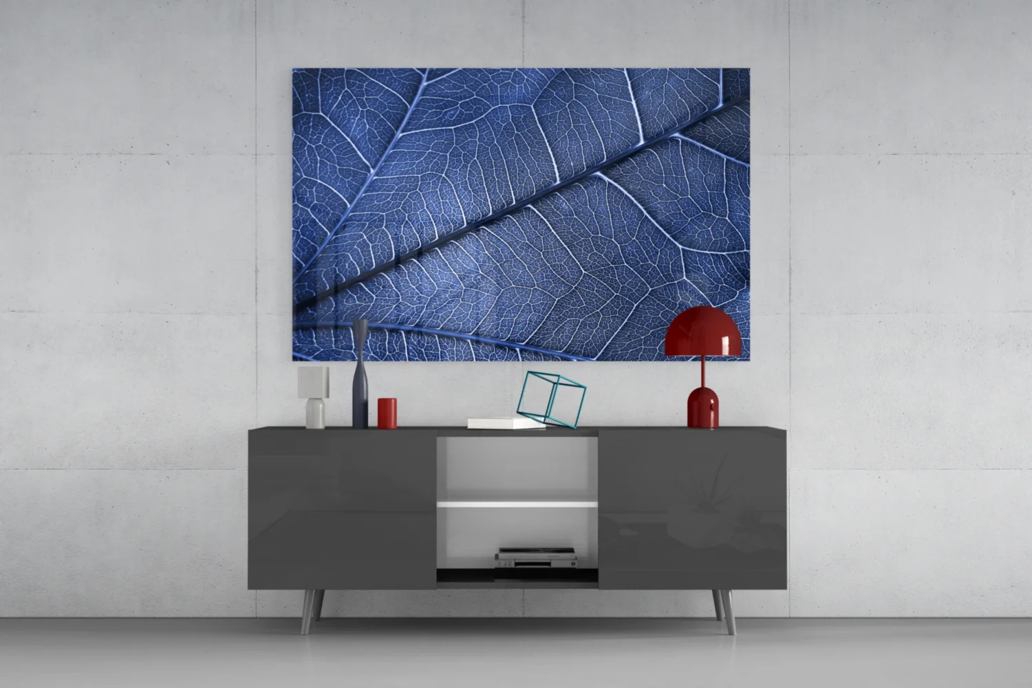 Macro Blue Leaf Glass Wall Art - Image 8