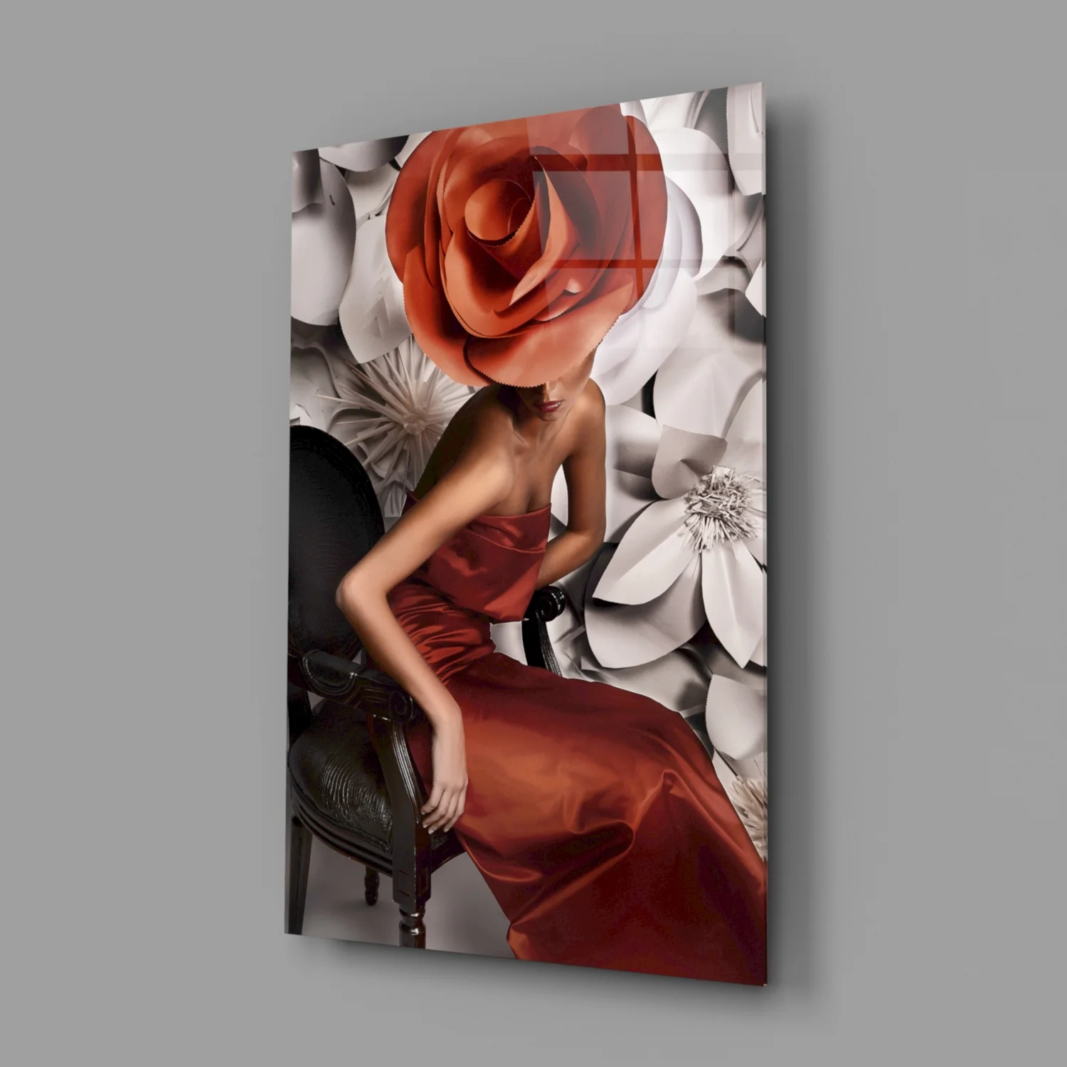 Flower Woman Glass Wall Art - Image 2