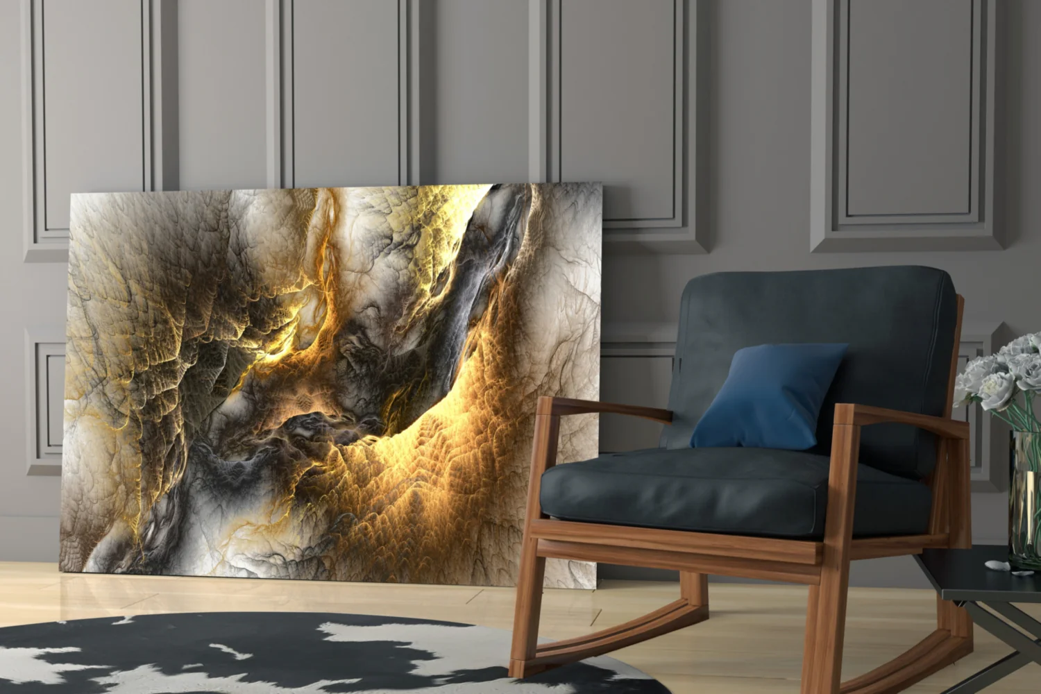 Golden Chaos Glass Wall Art - Image 6