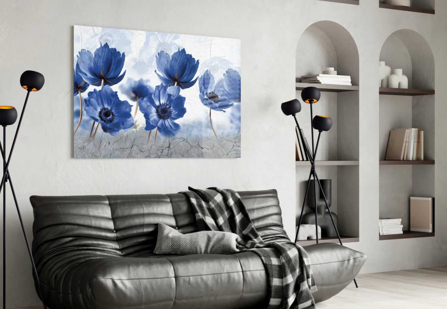 Blue Flowers Glass Wall Art - Image 4