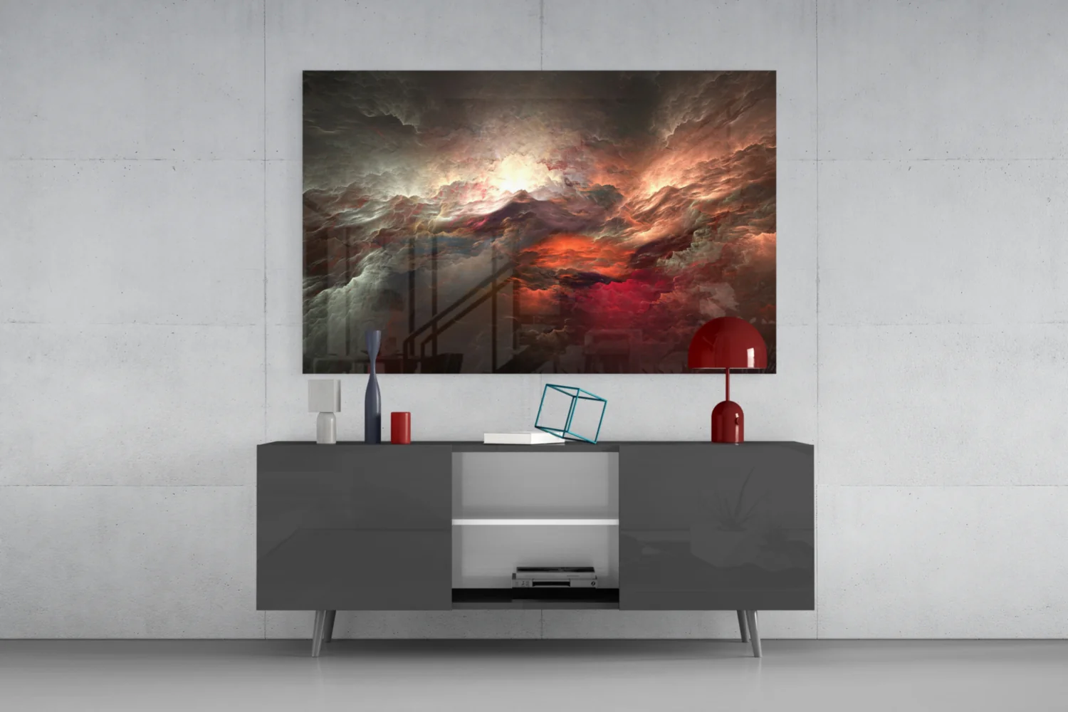 Red Chaos Glass Wall Art - Image 8