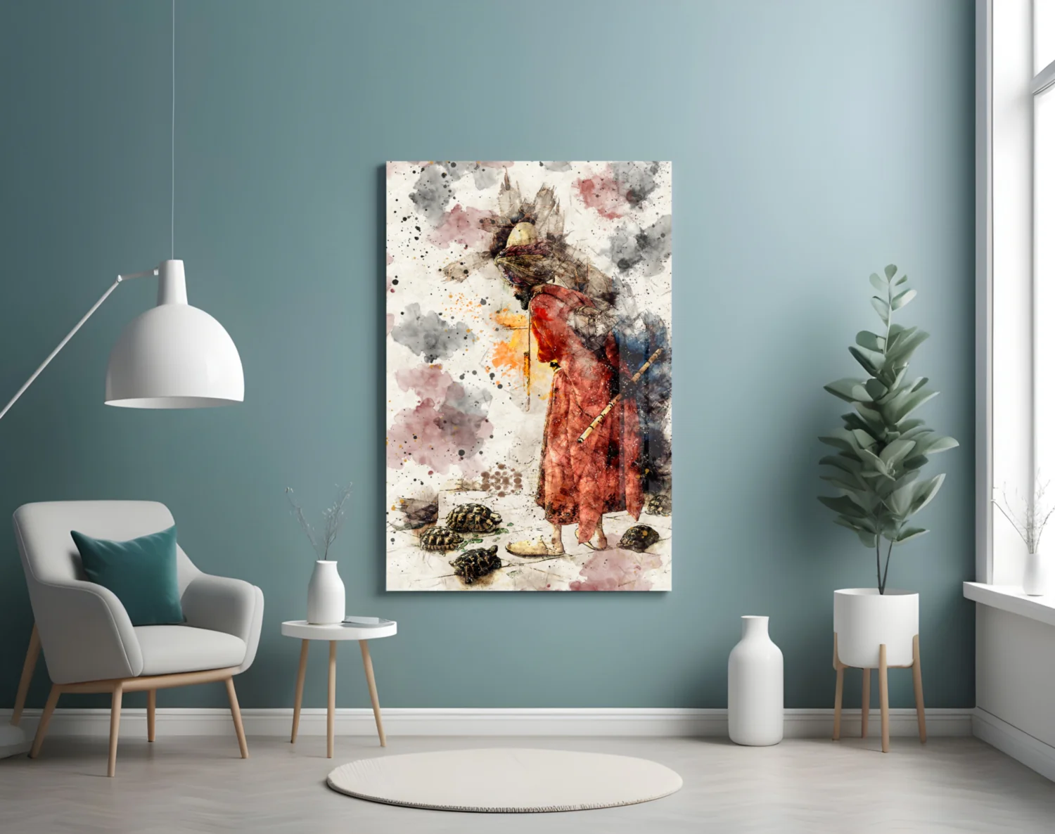 Tortoise Trainer Illustration Glass Wall Art - Image 4