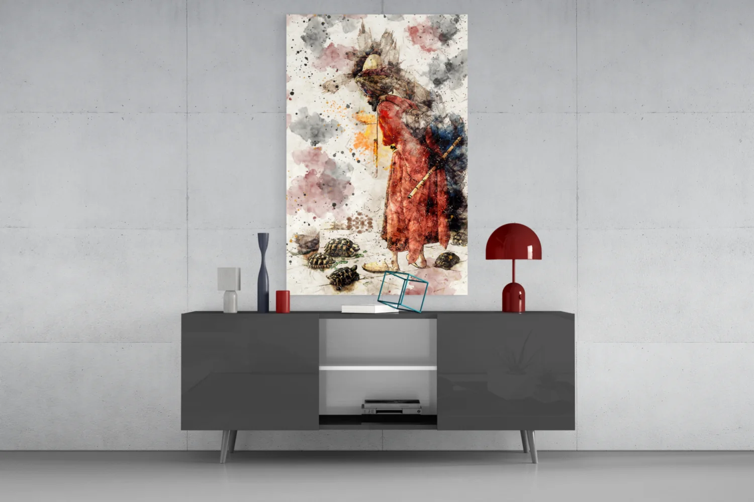 Tortoise Trainer Illustration Glass Wall Art - Image 8