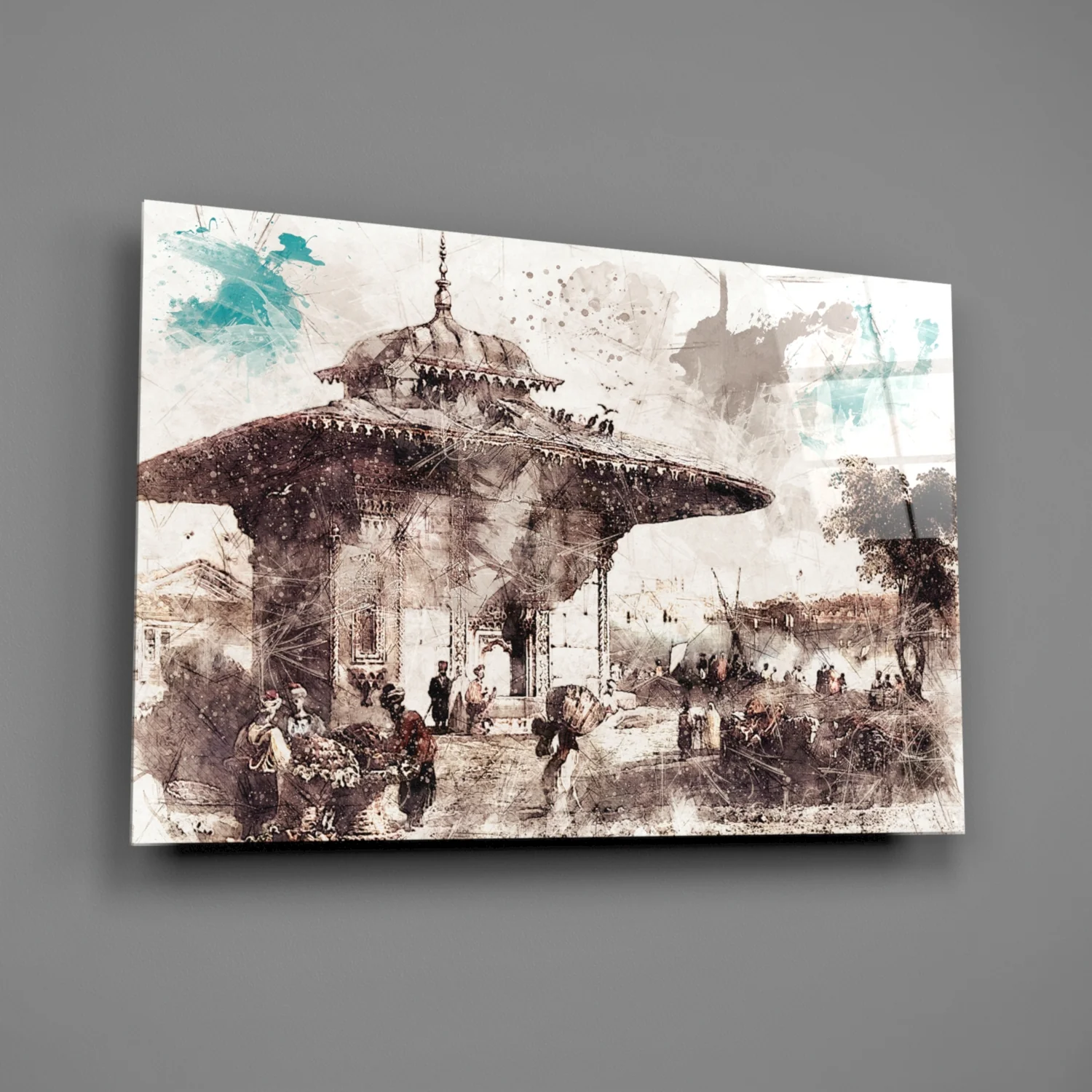 Uskudar Illustration Glass Wall Art - Image 2