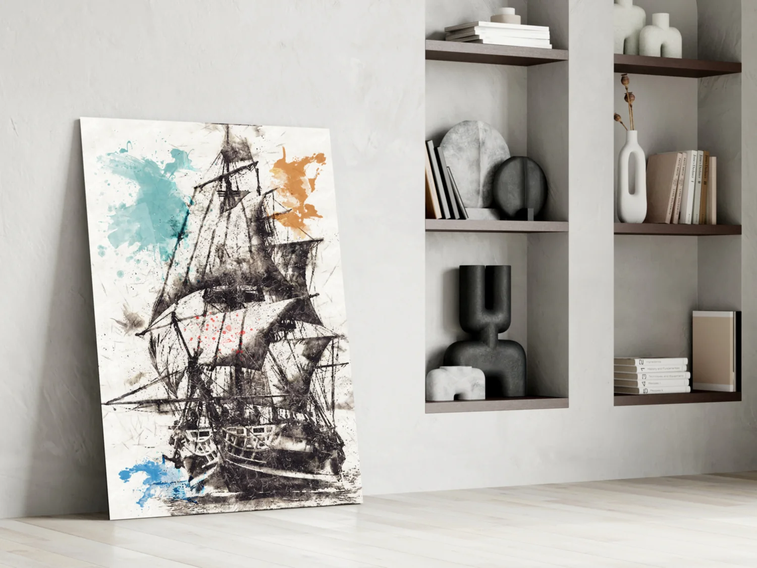 Ship Illustration Glass Wall Art - Image 6
