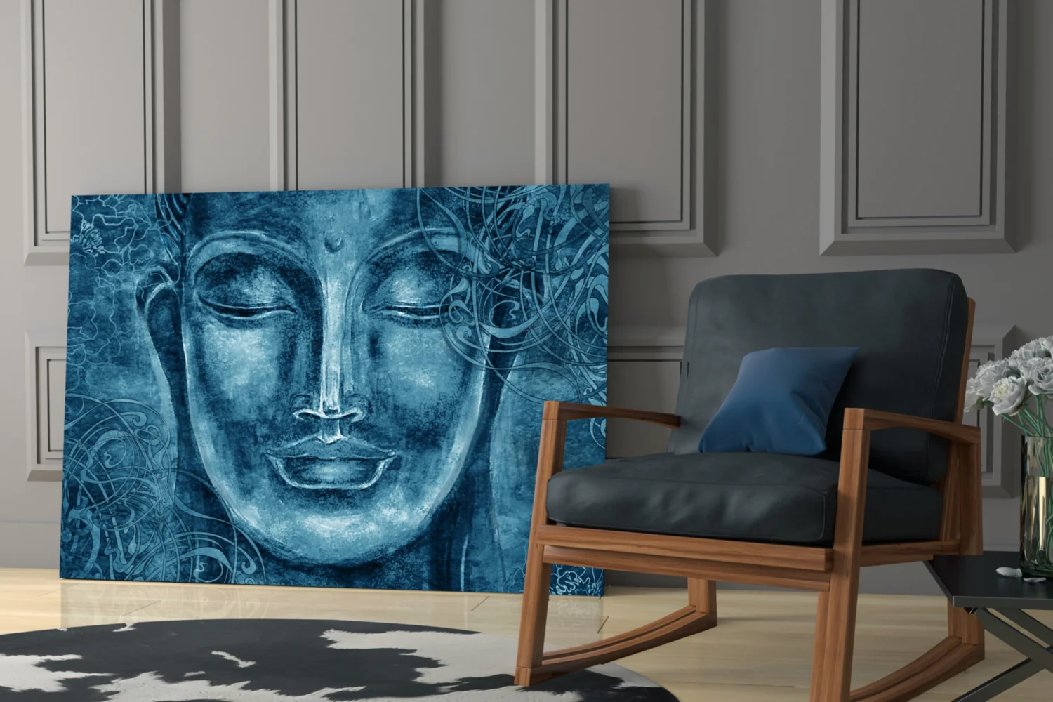 Mystical Blue Sculpture Glass Wall Art - Image 6