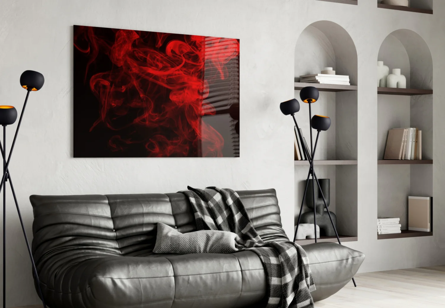 Red Smoke Glass Wall Art - Image 4