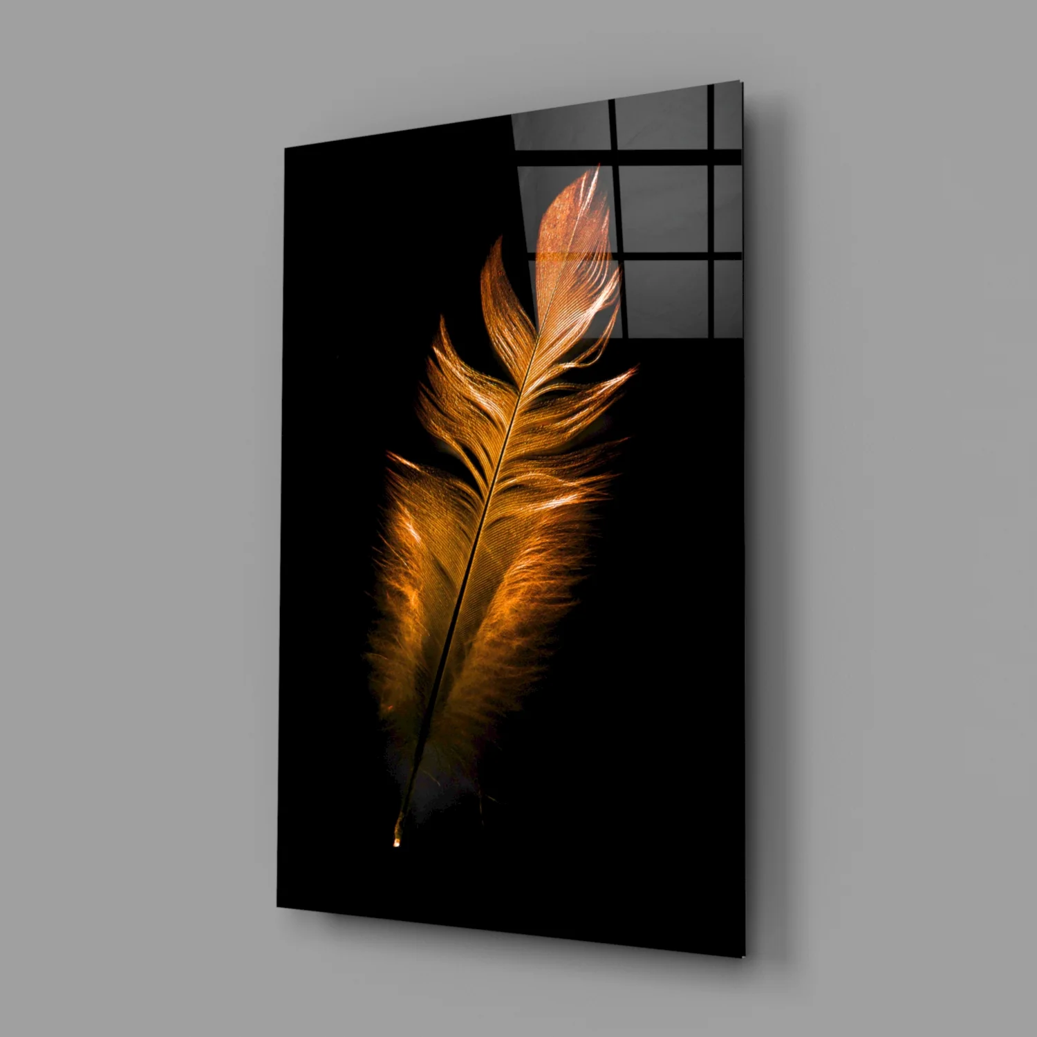 Copper Feather Glass Wall Art - Image 2
