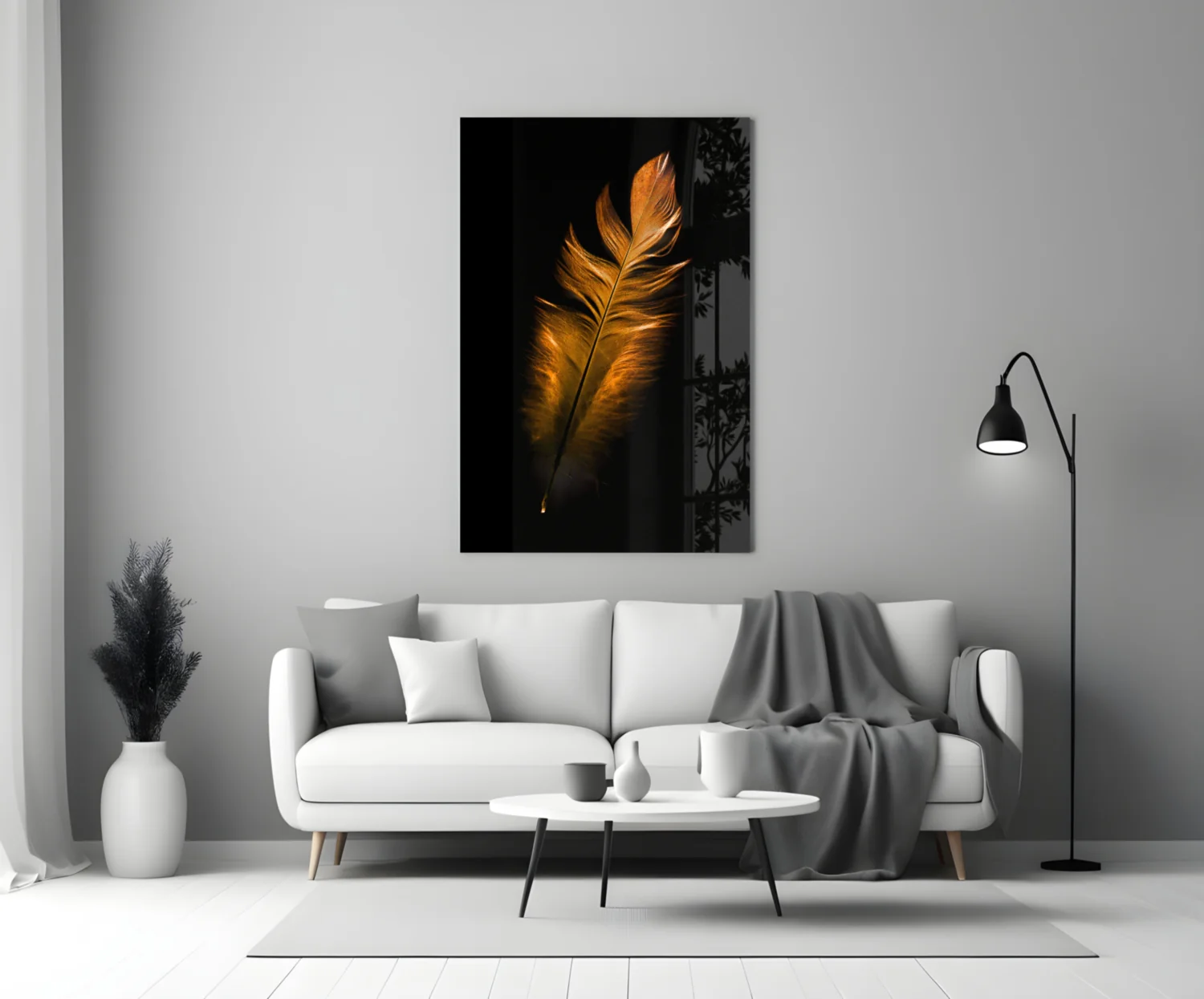 Copper Feather Glass Wall Art - Image 3