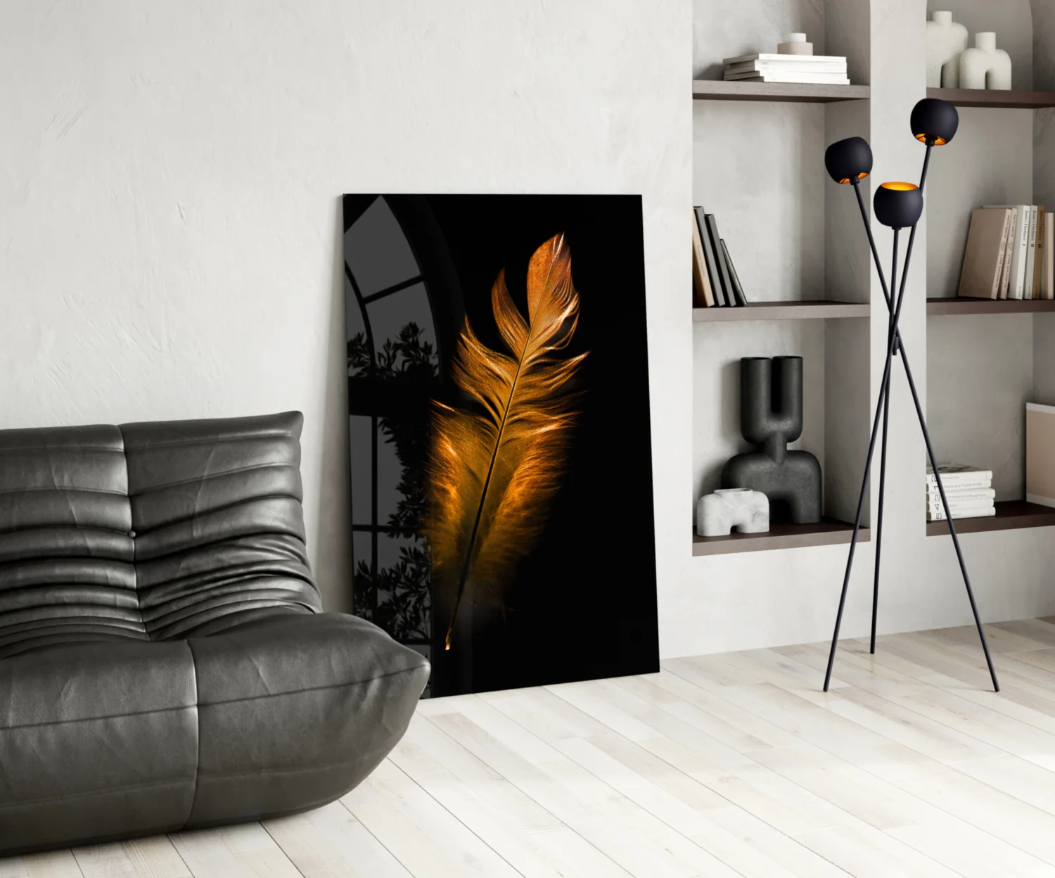 Copper Feather Glass Wall Art - Image 5