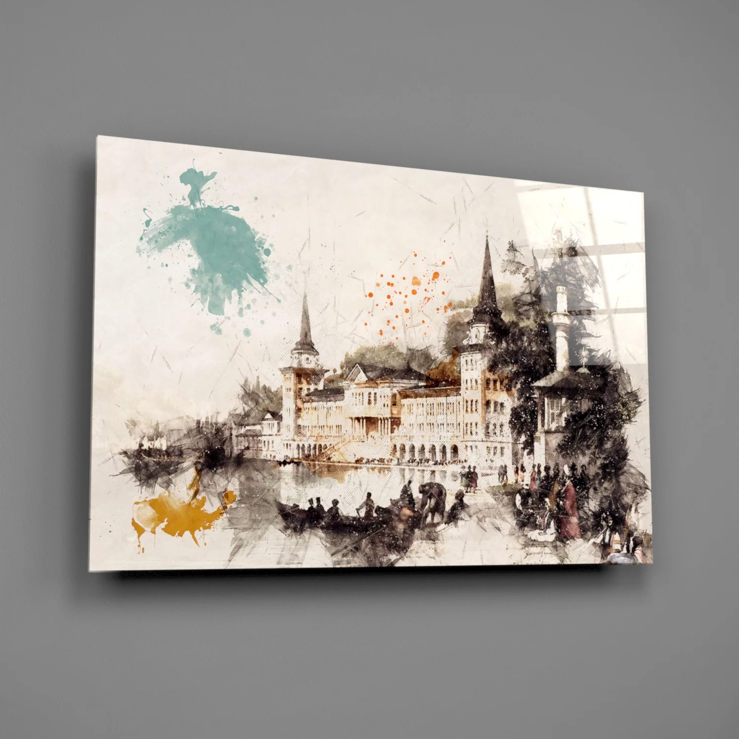 Tower Illustration Glass Wall Art - Image 2