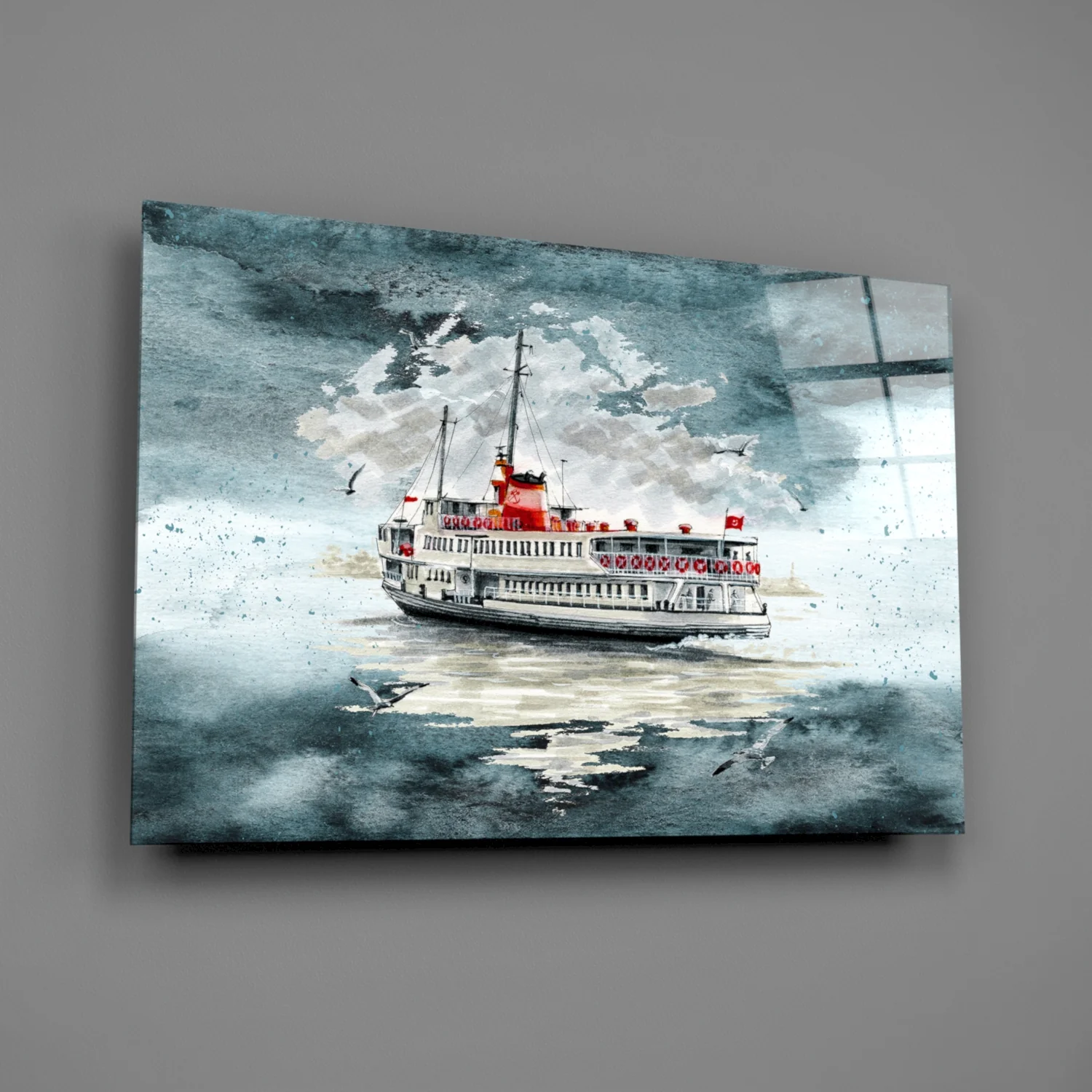 Steamer Turquoise Glass Wall Art - Image 2