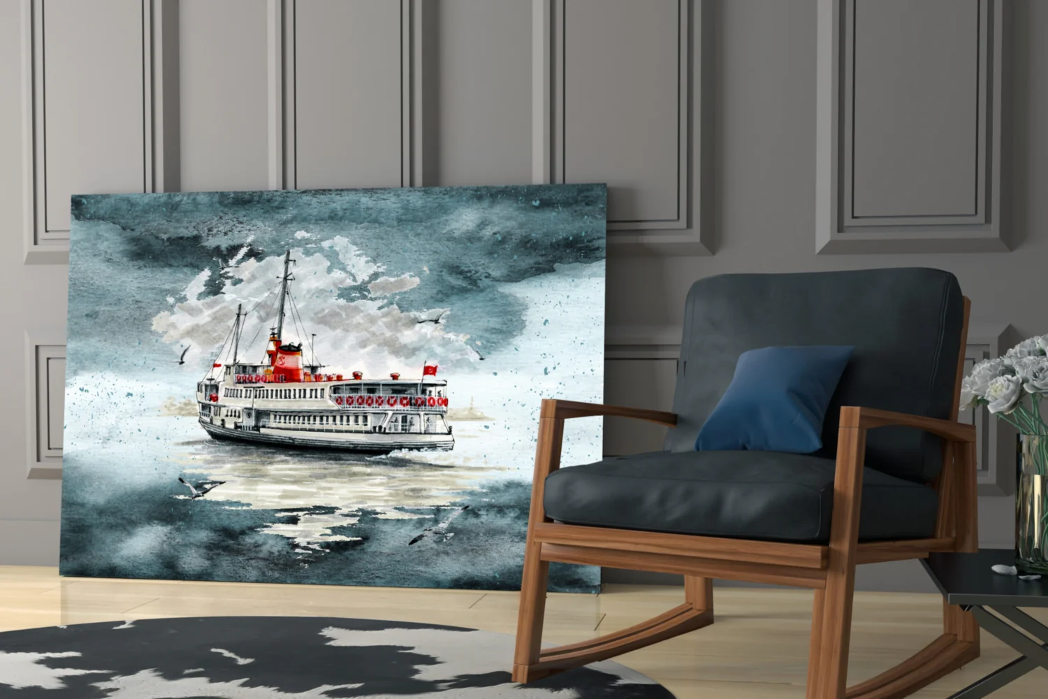 Steamer Turquoise Glass Wall Art - Image 6