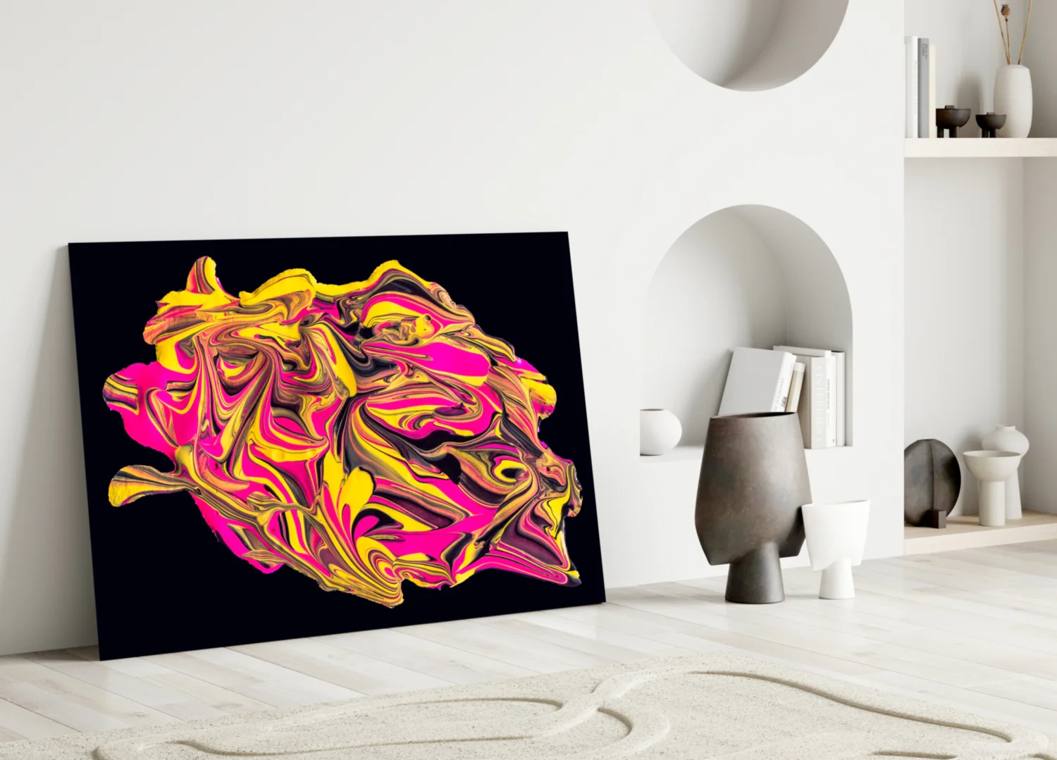 The Harmony of Yellow and Pink Glass Wall Art - Image 3