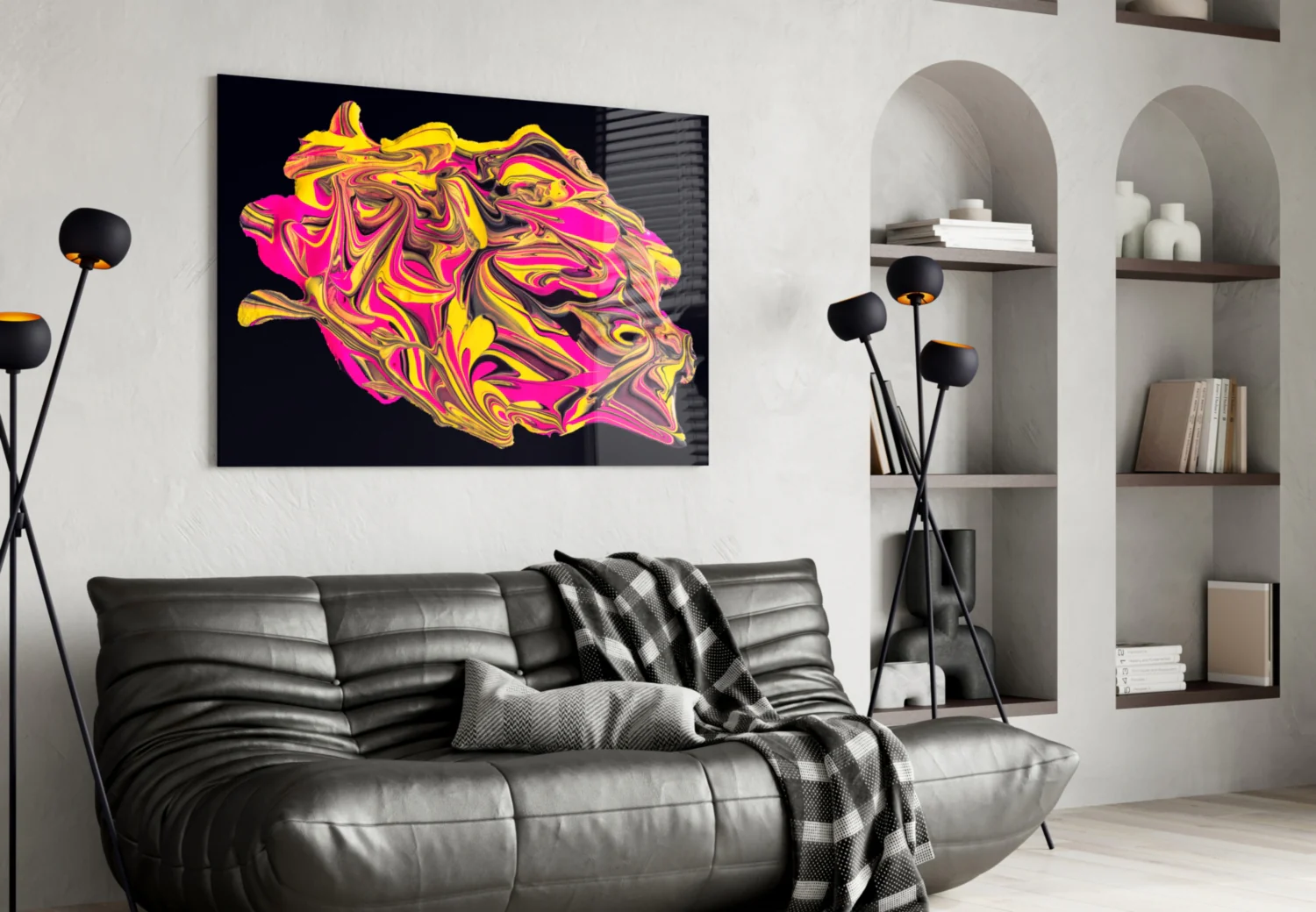 The Harmony of Yellow and Pink Glass Wall Art - Image 4
