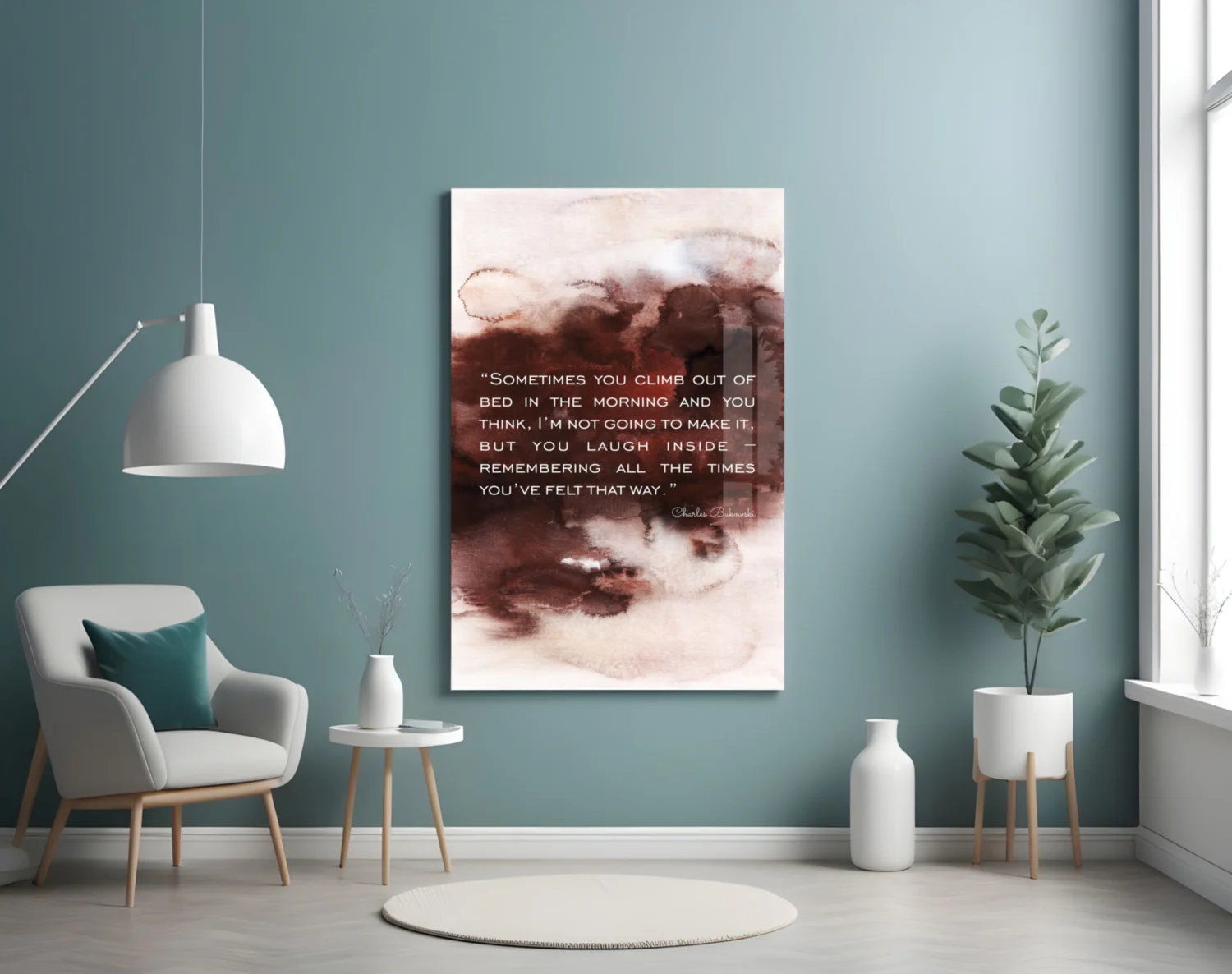 Bukowski Quotes Glass Wall Art - Image 4