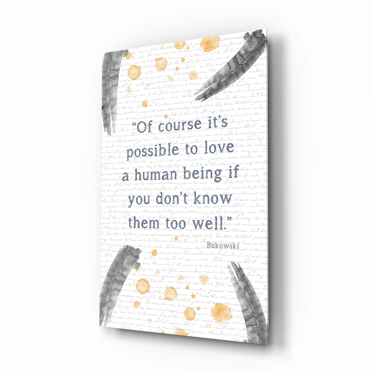Bukowski Quotes Glass Wall Art