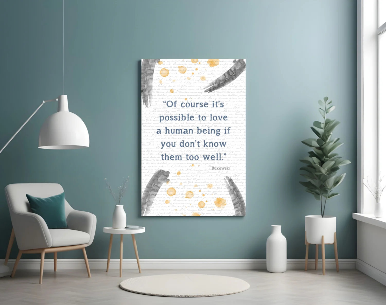 Bukowski Quotes Glass Wall Art - Image 4