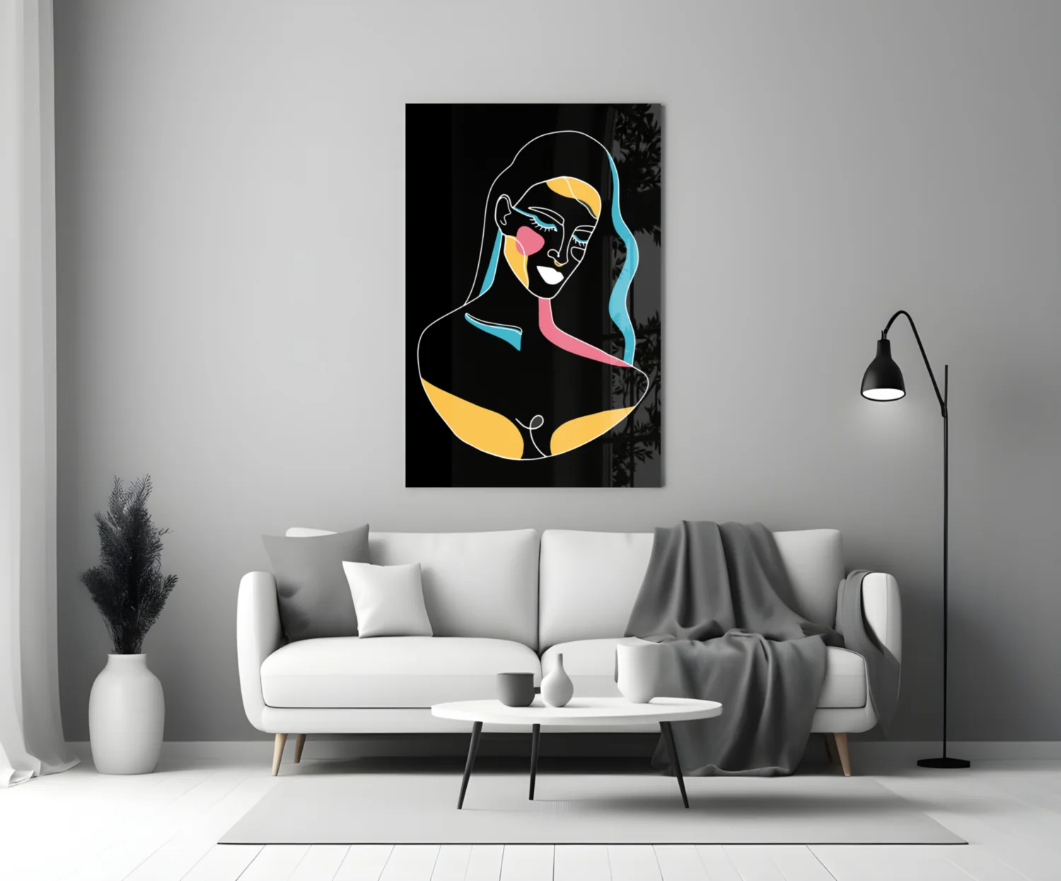 Abstract Colorful Portrait Glass Wall Art - Image 3