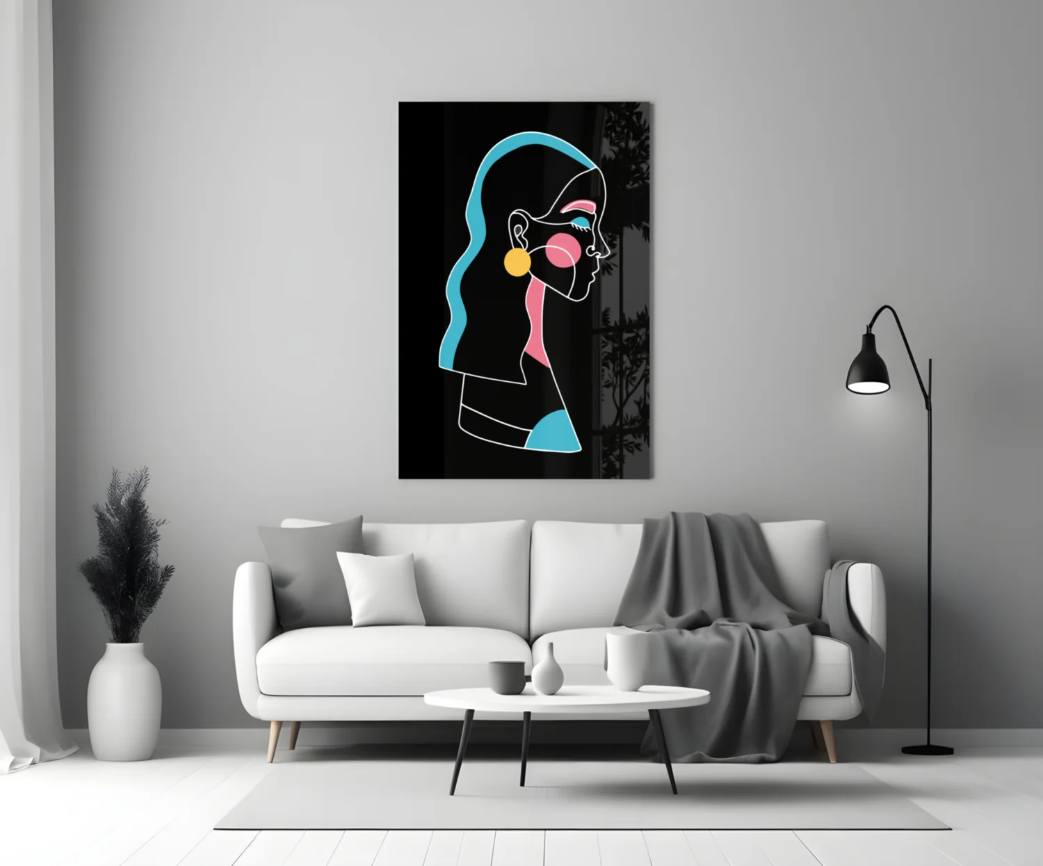 Abstract Colorful Portrait Glass Wall Art - Image 3