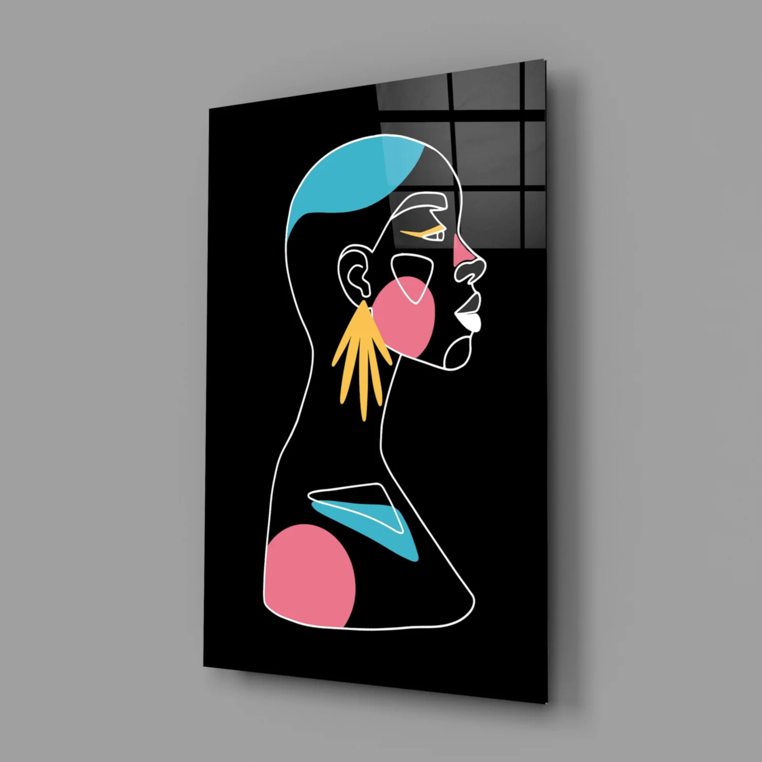 Abstract Colorful Portrait Glass Wall Art - Image 2