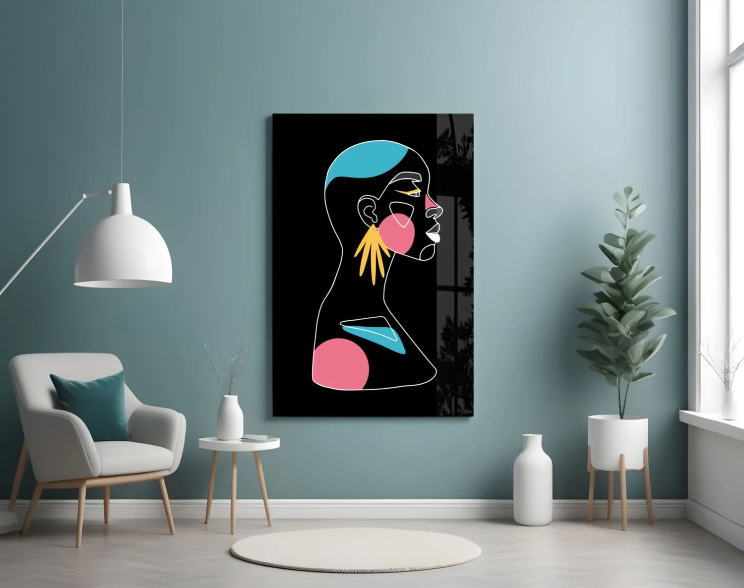 Abstract Colorful Portrait Glass Wall Art - Image 4