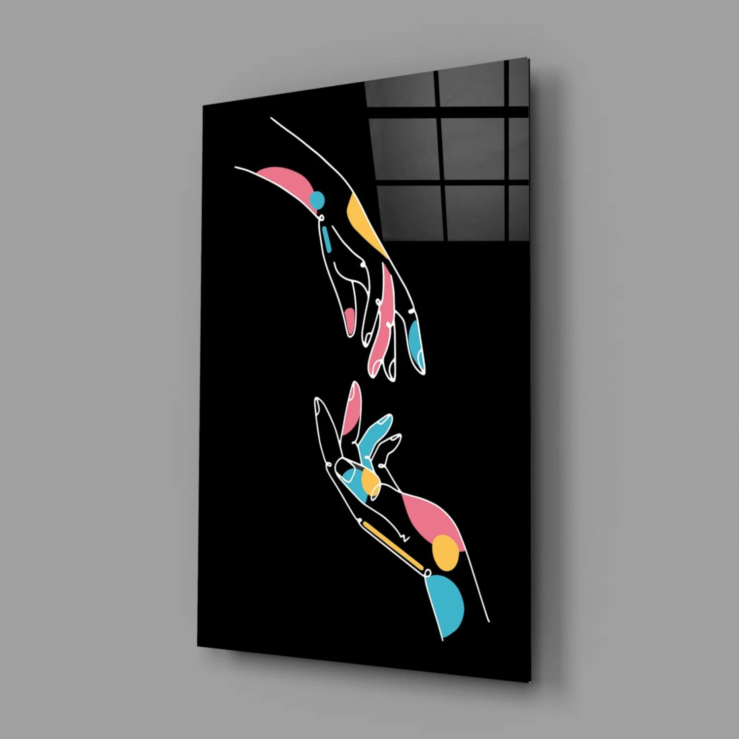 Abstract Colorful Hands Glass Wall Art - Image 2