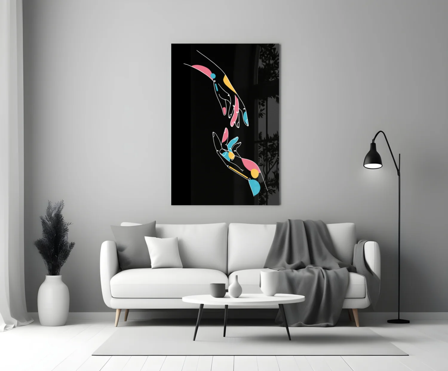 Abstract Colorful Hands Glass Wall Art - Image 3