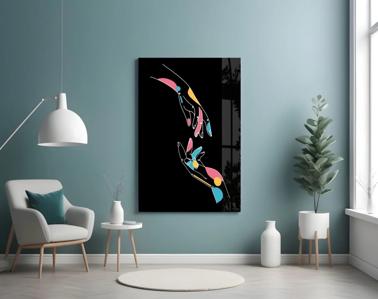 Abstract Colorful Hands Glass Wall Art - Image 4