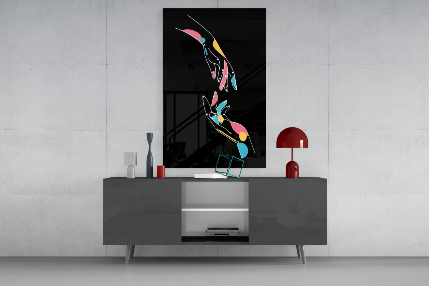 Abstract Colorful Hands Glass Wall Art - Image 8
