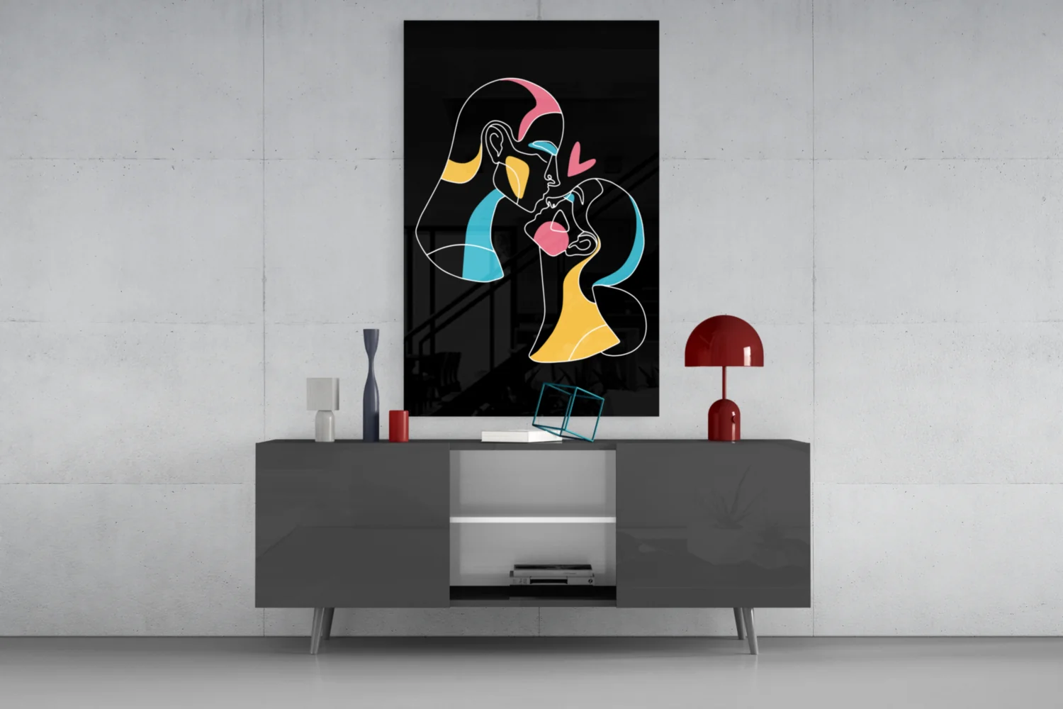 Abstract Colorful Portrait Glass Wall Art - Image 8
