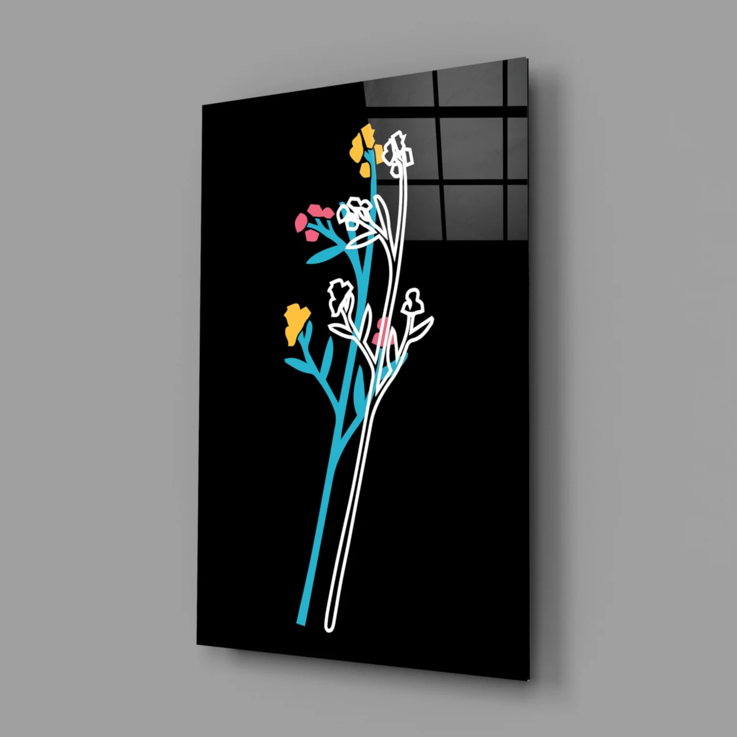 Abstract Colorful Flowers Glass Wall Art - Image 2