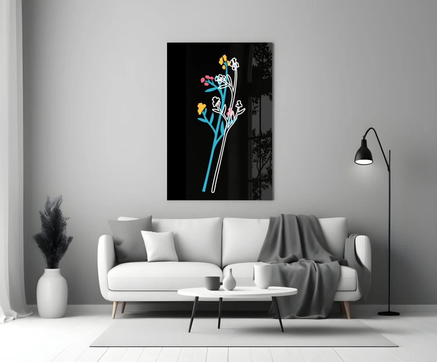 Abstract Colorful Flowers Glass Wall Art - Image 3