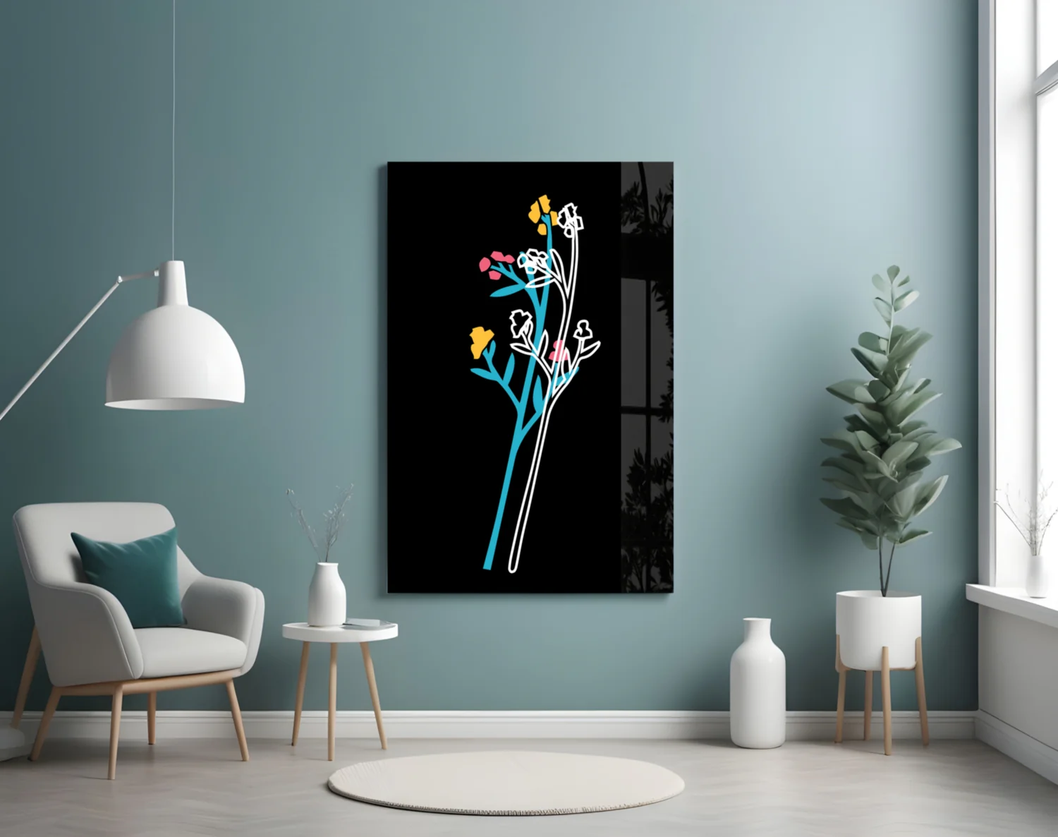 Abstract Colorful Flowers Glass Wall Art - Image 4