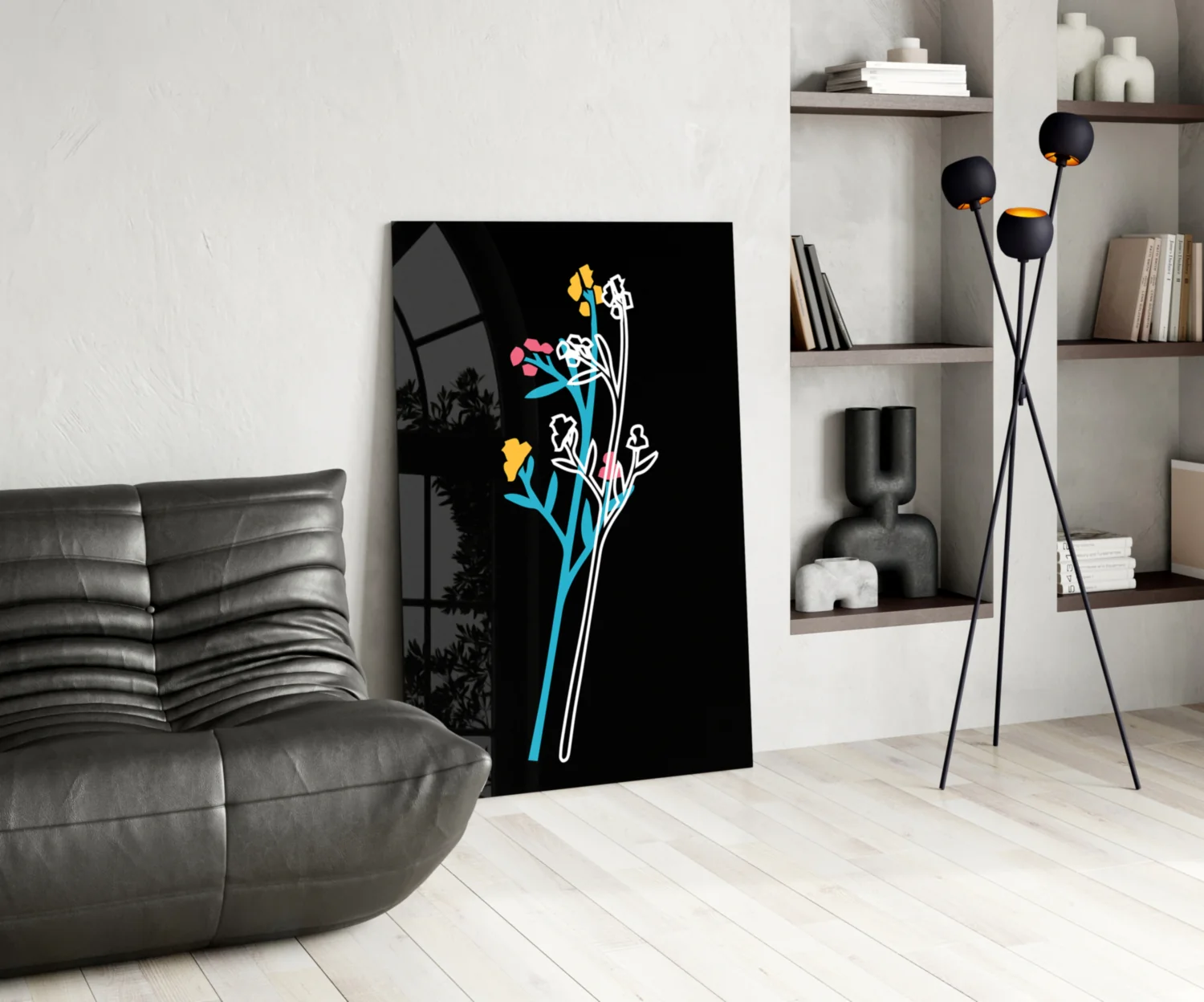 Abstract Colorful Flowers Glass Wall Art - Image 5