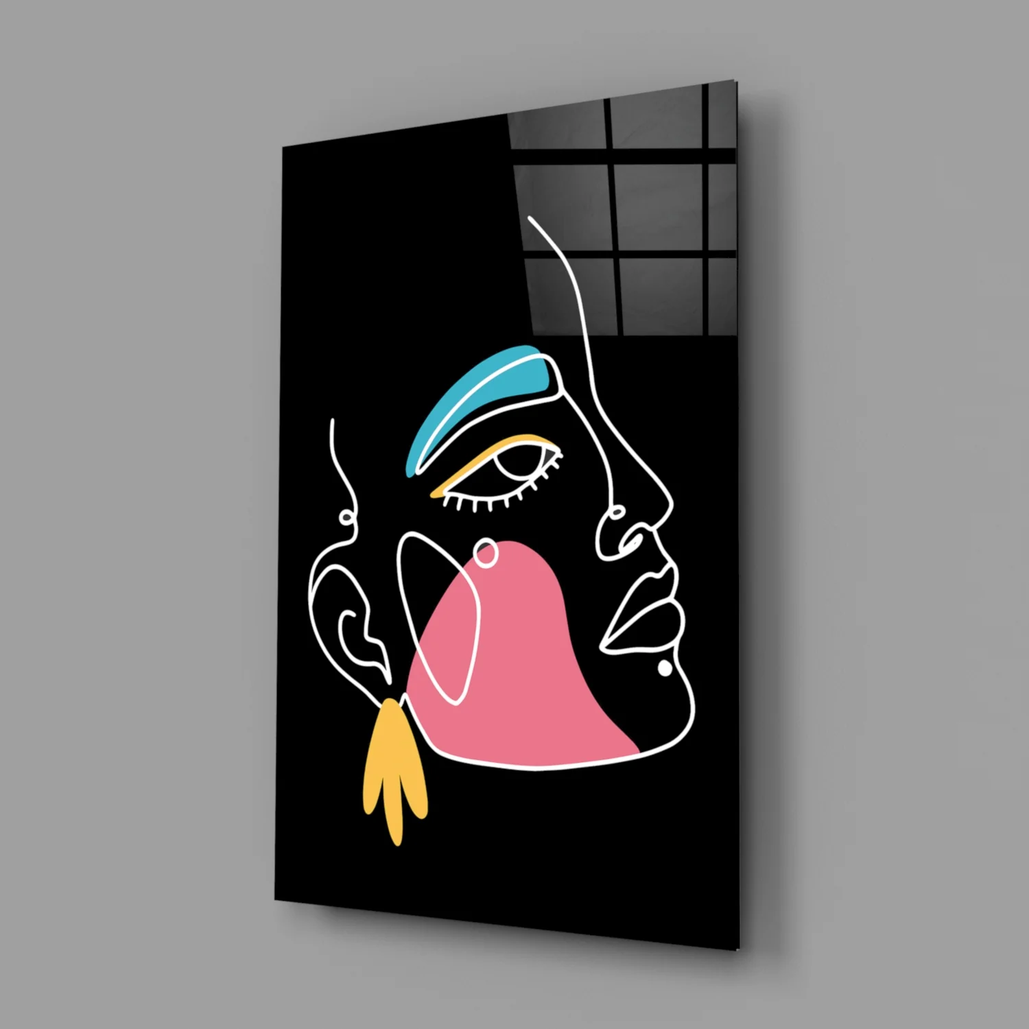 Abstract Colorful Portrait Glass Wall Art - Image 2