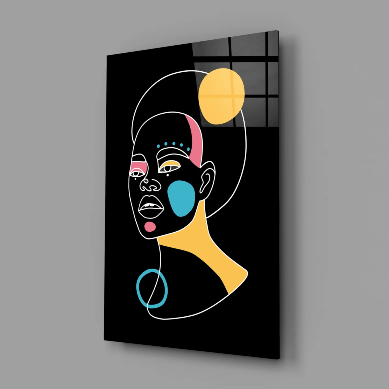Abstract Colorful Portrait Glass Wall Art - Image 2