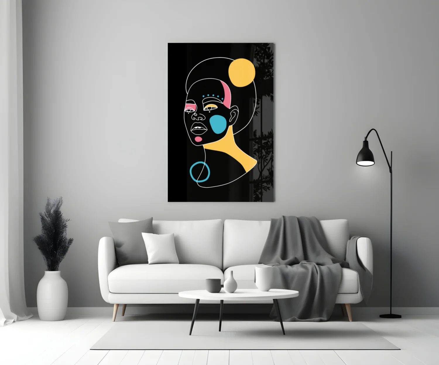 Abstract Colorful Portrait Glass Wall Art - Image 3