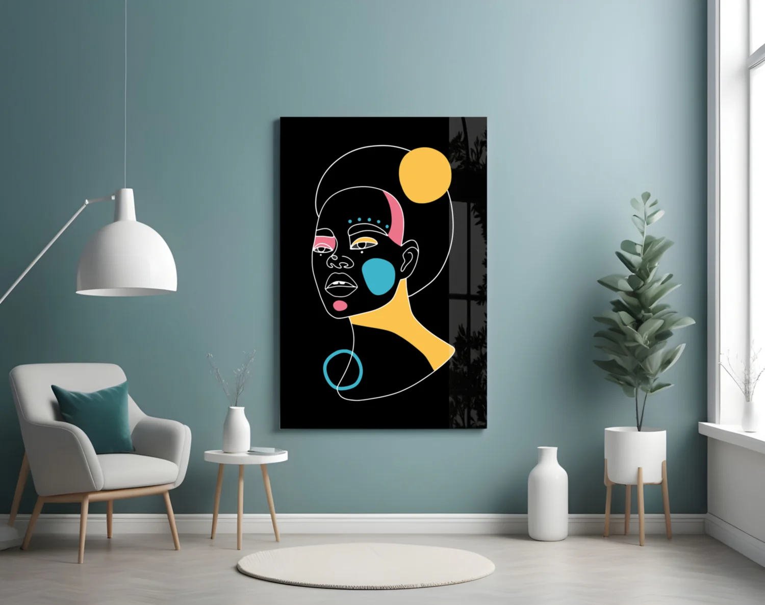 Abstract Colorful Portrait Glass Wall Art - Image 4