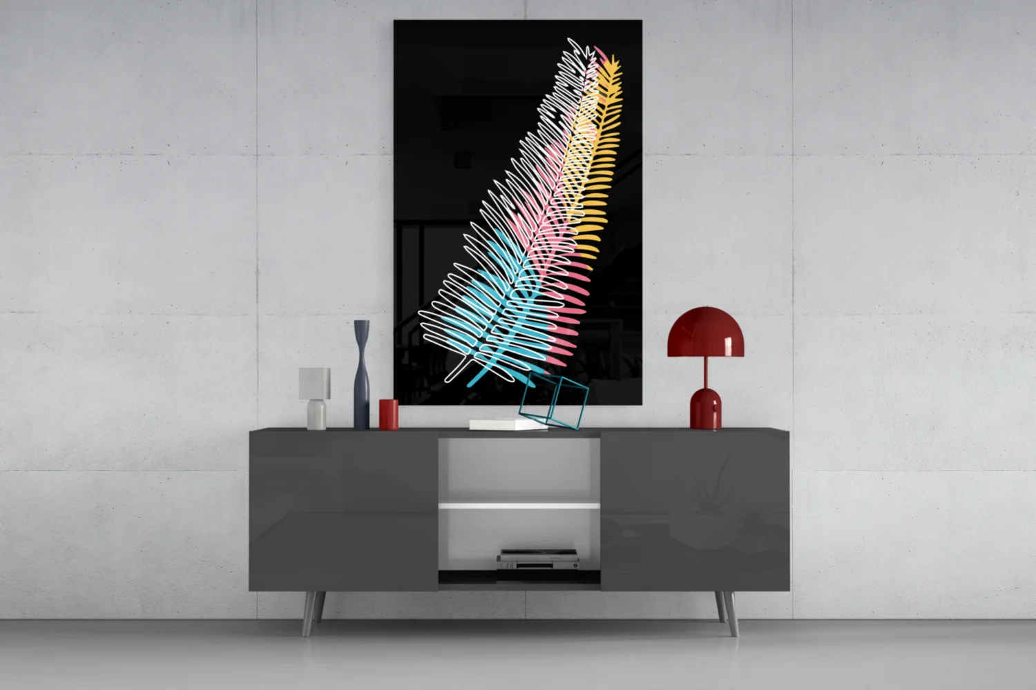 Colorful Fern Glass Wall Art - Image 8